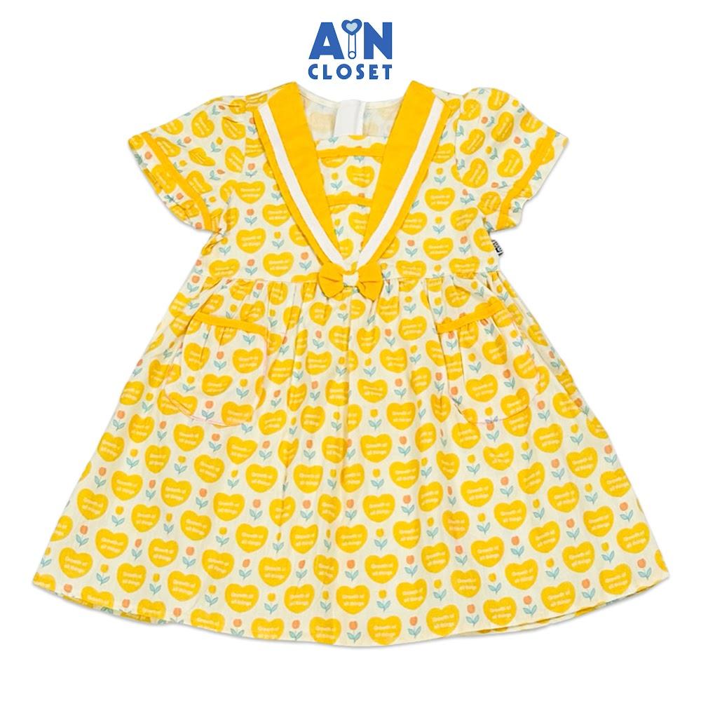 Đầm bé gái họa tiết Hoa Tim Vàng cotton - AICDBGU37JOQ - AIN Closet