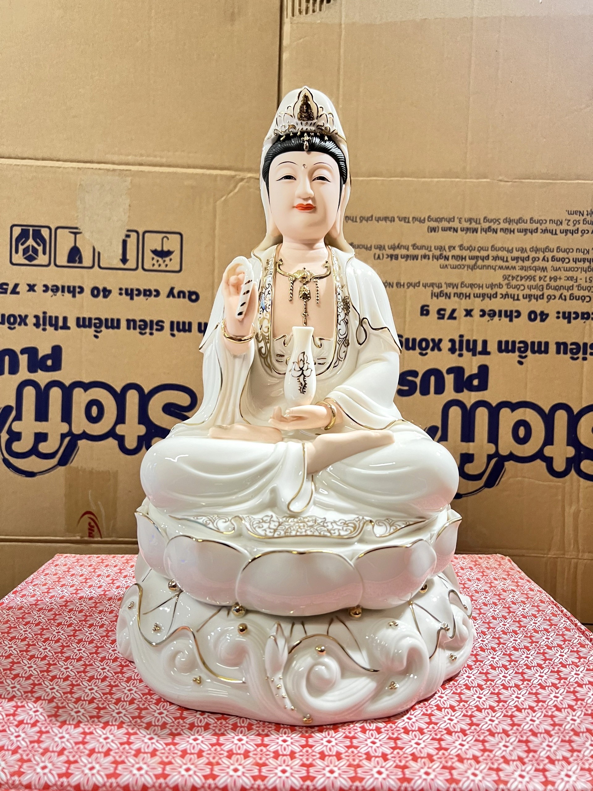 Tượng Quan Âm Sứ Trắng Cao Cấp Nhập khẩu cao 30cm