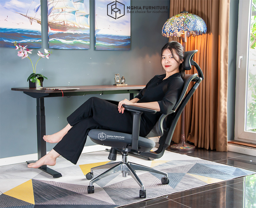 Ghế công thái học Nghia furniture LUMBAR - Ghế xoay văn phòng làm việc nhiều tính năng khủng