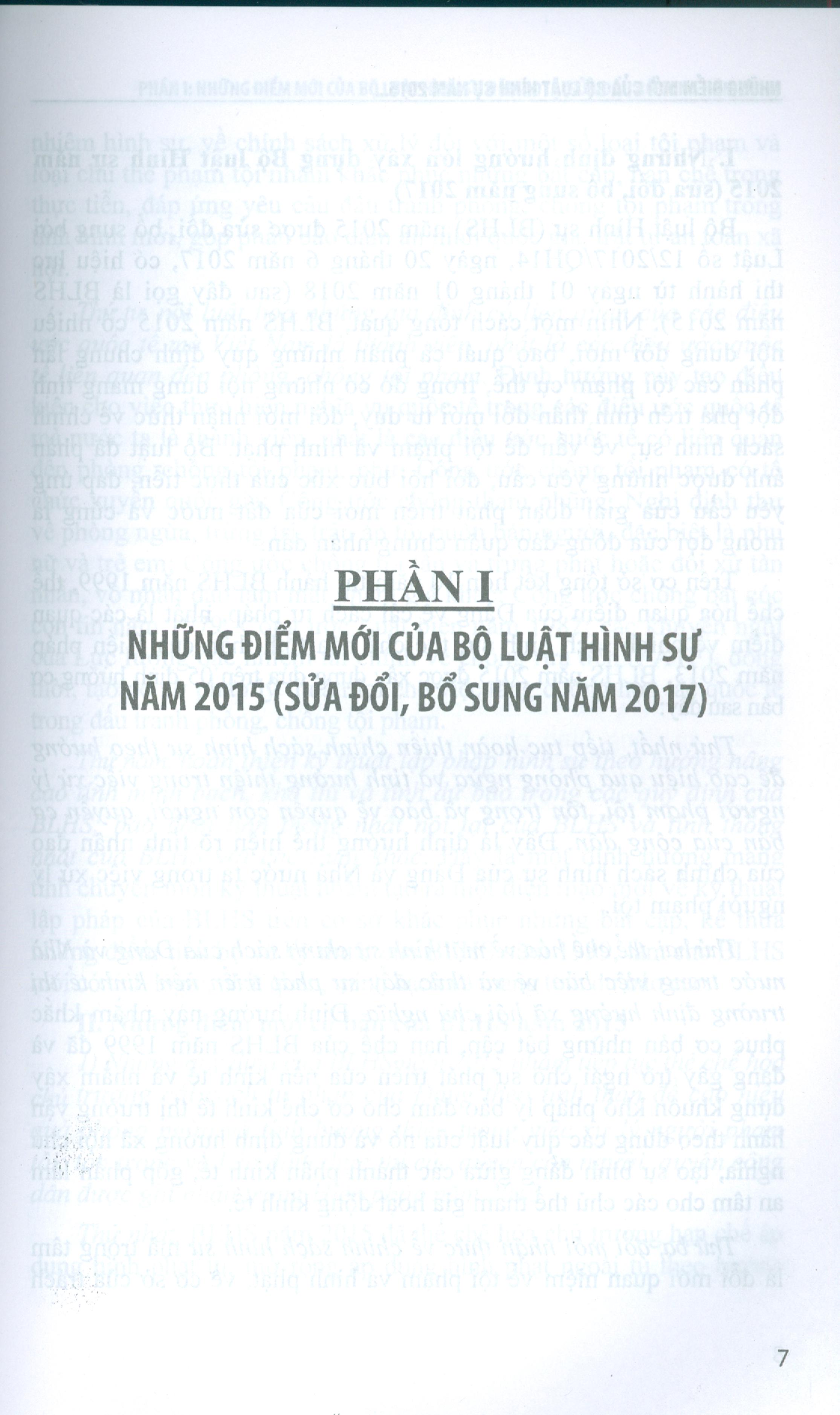 Những Điểm Mới Của Bộ Luật Hình Sự Năm 2015 (Sửa Đổi, Bổ Sung Năm 2017) Và Các Văn Bản Hướng Dẫn Thi Hành