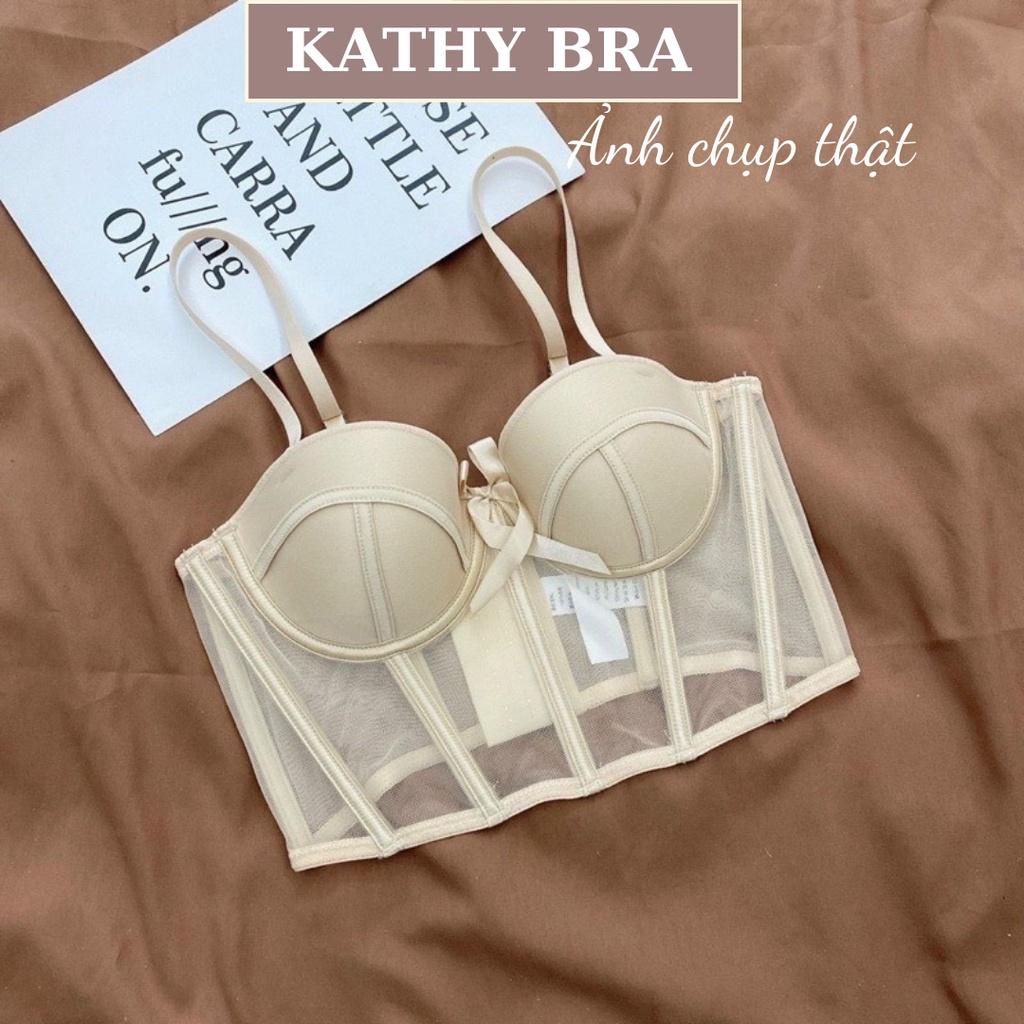 A35 Áo Corset KATHY BRA Kiểu Định Hình Chống Cuộn Bra Kiểu Dáng Croptop Cao Cấp Hàng Quảng Châu Có Gọng Đẹm Mút Vừa
