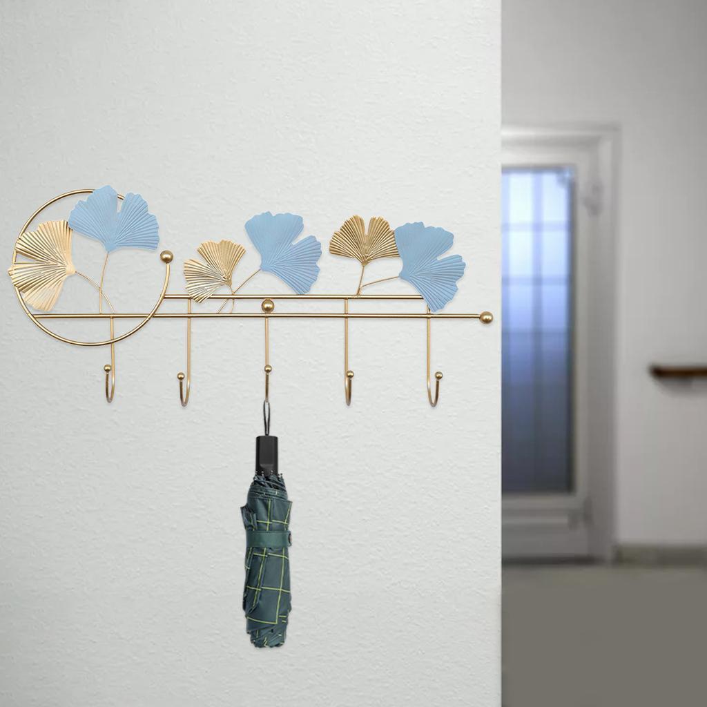 Luxury Hook Wall Hanging Ginkgo Leaf Shape Key Holder Hook Rack Golden