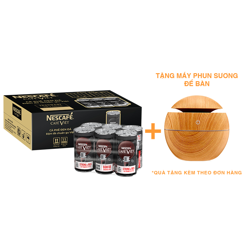 [Tặng Máy Phun Sương Để Bàn] Thùng 24 Lon Cà phê đen uống liền Nescafe Cafe Việt (lon 170 ml)