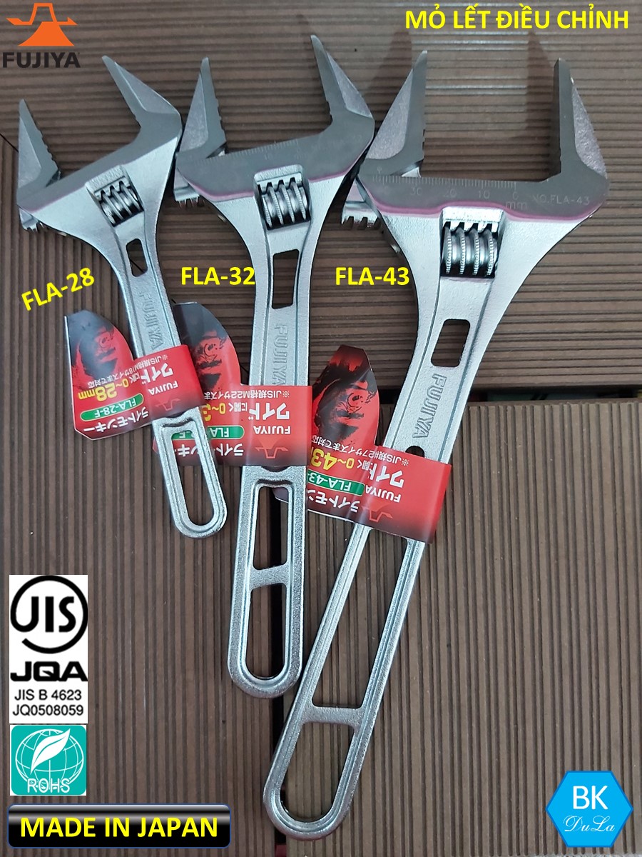 Mỏ lết điều chỉnh 10"/256mm Fujiya FLA-43 GENUINE SX tại Nhật Bản- Made in Japan