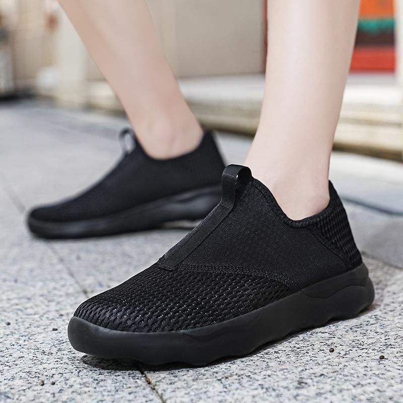 Giày Slip On Light Chạy Bộ Cho Nam Và Nữ Giày Thể Thao Thoáng Khí Mùa Hè Unisex Giày Plus Size 36-48 Color: Black Shoe Size: 42