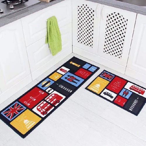 Set 2 Thảm Bếp 3D Chống Trượt, Thấm Hút Cao Cấp Trang Trí Bếp Siêu Yêu