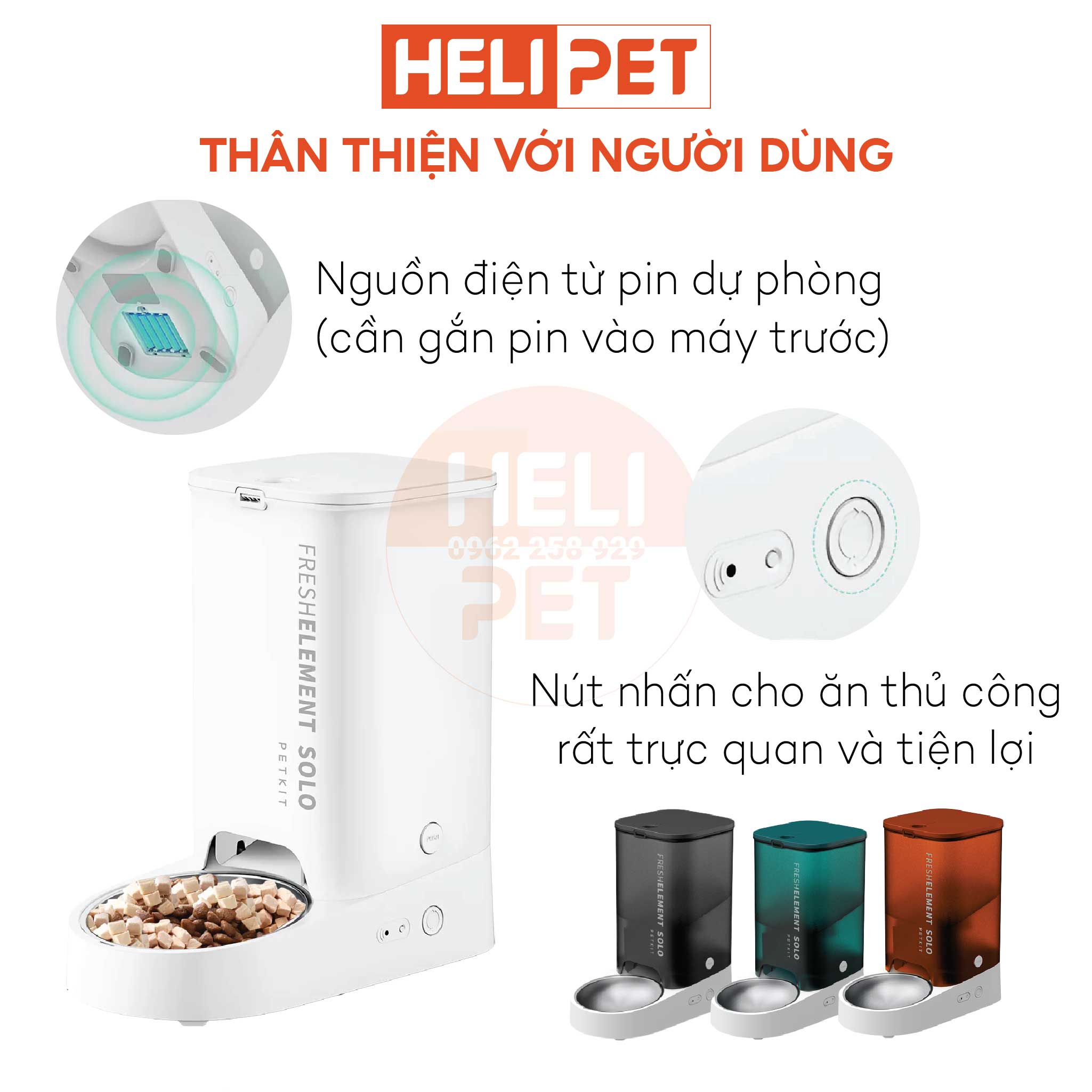 Máy Cho Ăn Tự Động Petkit Máy Cho Chó Mèo Ăn Fresh Element Solo- HeLiPet