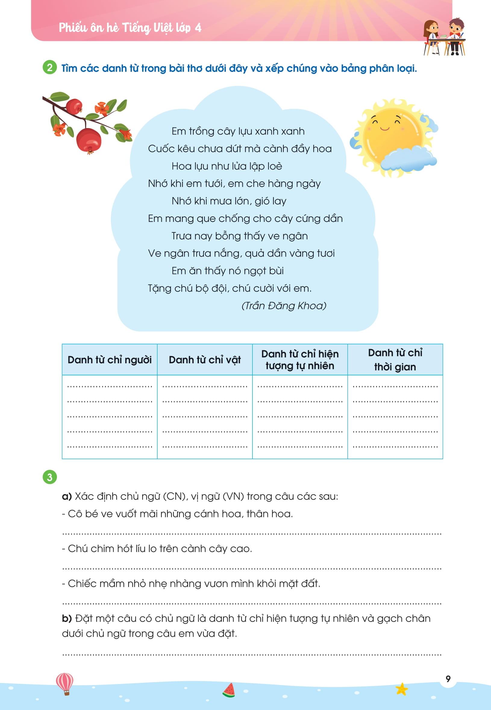 Sách - Phiếu Ôn Hè Tiếng Việt Lớp 4