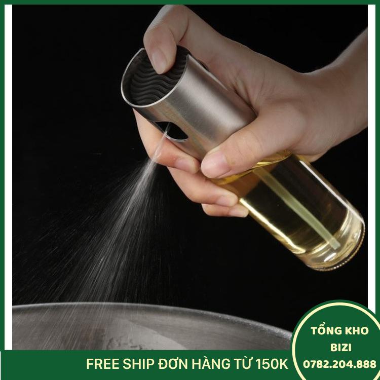 Bình Xịt Dầu Ăn Thân Thủy Tinh + Đầu Xịt Inox 304 - 17.8X4Cm 203G 150Ml - Free Ship Toàn Quốc