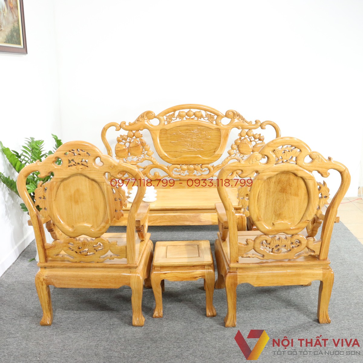 Bộ Bàn Ghế Salon Gỗ Gõ Đỏ Chuông Đào 6 Món Đẹp Hiện Đại