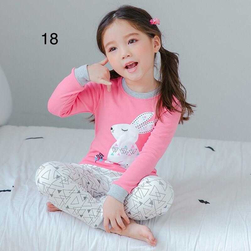 Bộ thu đông cotton co giãn dài tay cho bé trai, bé gái
