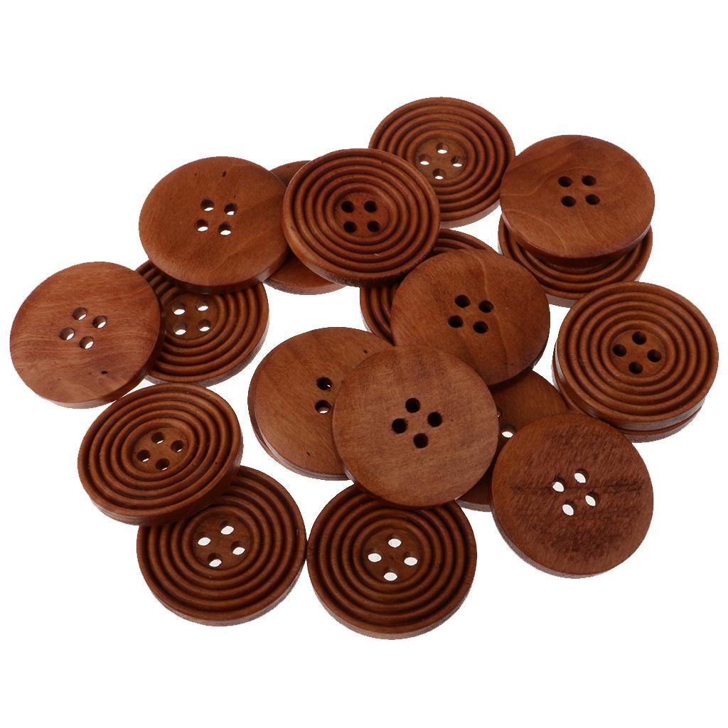 20pcs Round 4 Holes Wood Wooden Buttons for DIY Sewing Scrapbooking