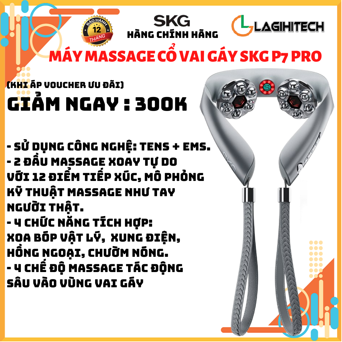 (Giá Hủy Diệt) Máy massage cổ SKG P7 PRO - Hàng Chính Hãng