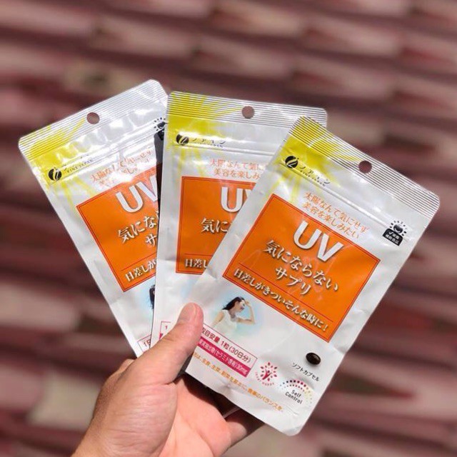 Viên uống chống nắng UV Fine Japan 30V, chống nắng toàn diện - Tặng túi zip 3 kẹo mật ong Senjaku