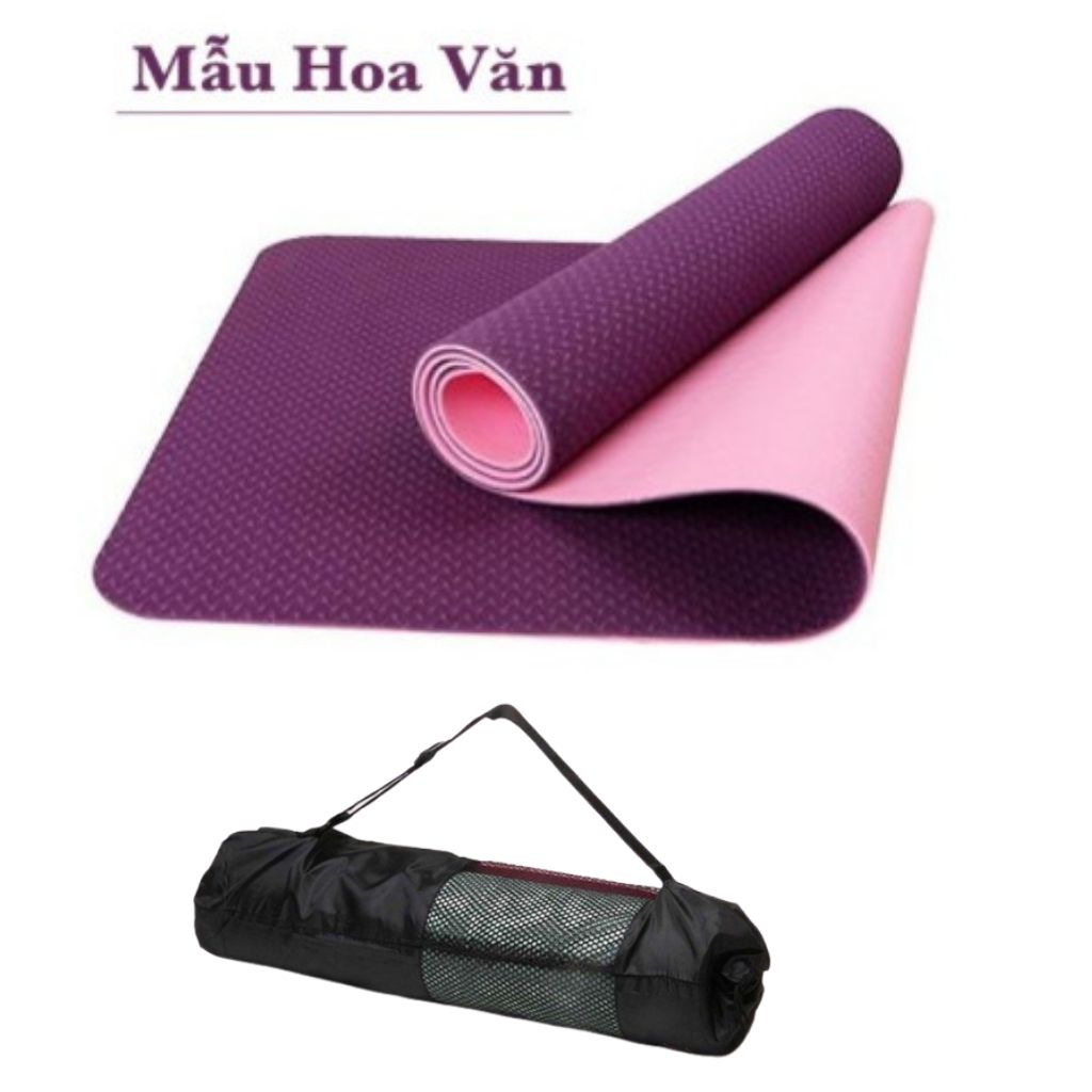 Thảm Tập Yoga Gym TPE 6MM-8MM Định Tuyến Cao cấp Siêu bền Chống trơn trượt TẶNG TÚI ĐỰNG tập thể dục tại nhà