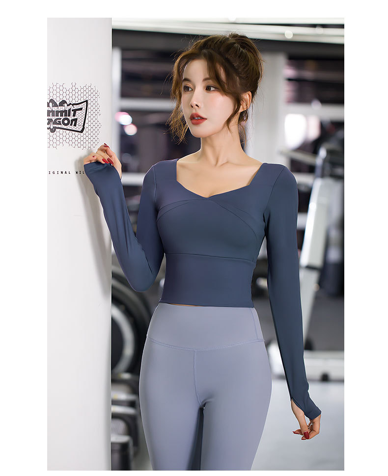 Bộ đồ tập Gym Yoga nữ 2 món, áo croptop dài tay CÓ MÚT ĐỆM và quần legging nâng mông GYM FASHION