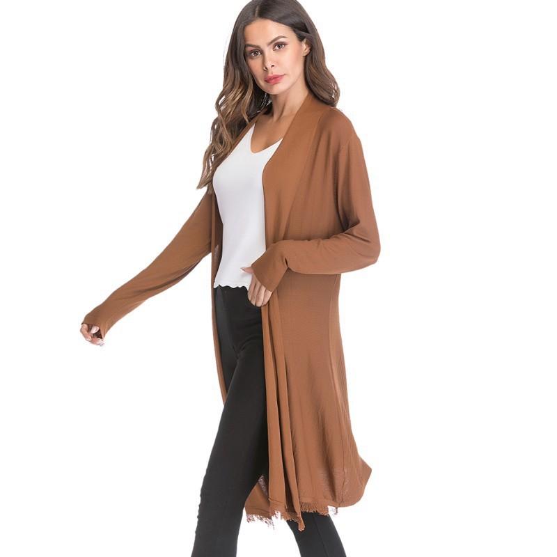 Áo khoác cardigan nữ dài tay màu trơn thời trang