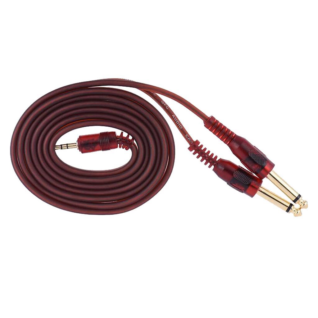 Audio Cable 3.5mm Stereo Plug to Double 6.35mm Plug Computer Mixer Cable