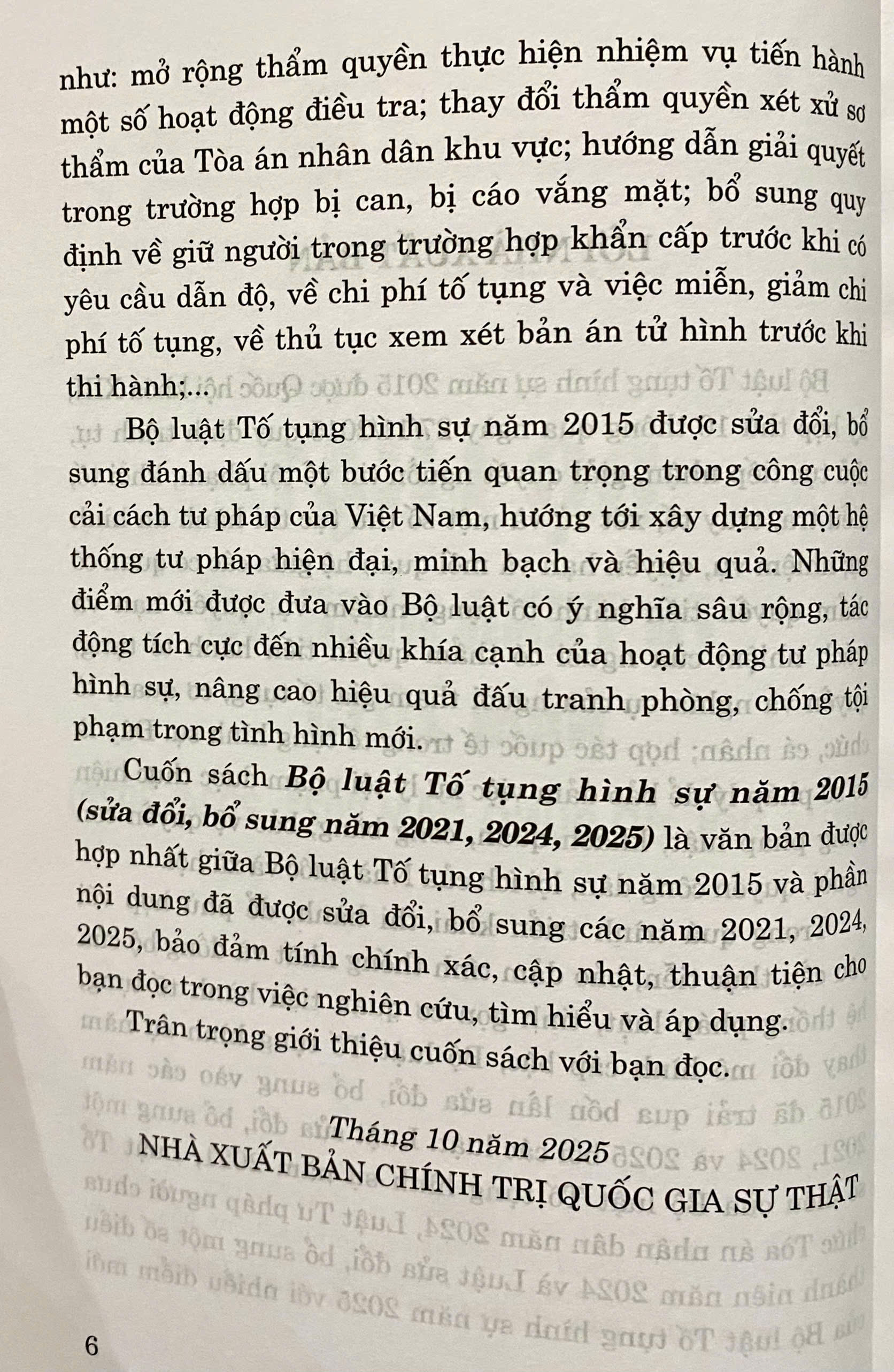 Bộ Luật Tố Tụng Hình Sự Năm 2015 ( Sửa Đổi, Bổ Sung Năm 2021, 2024, 2025 )