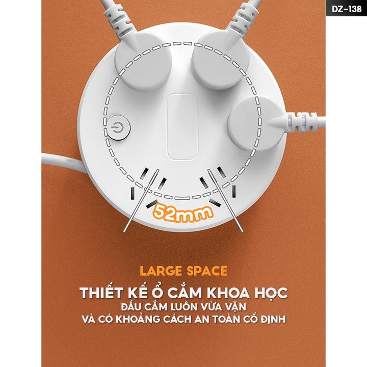 Ổ Cắm Điện Hình Tròn Đa Năng Dán Sticker Có Dây Rút Gọn Tiện Lợi Tiện Ích Thông Minh Nhiều Độ Dài Của Dây DZ-138