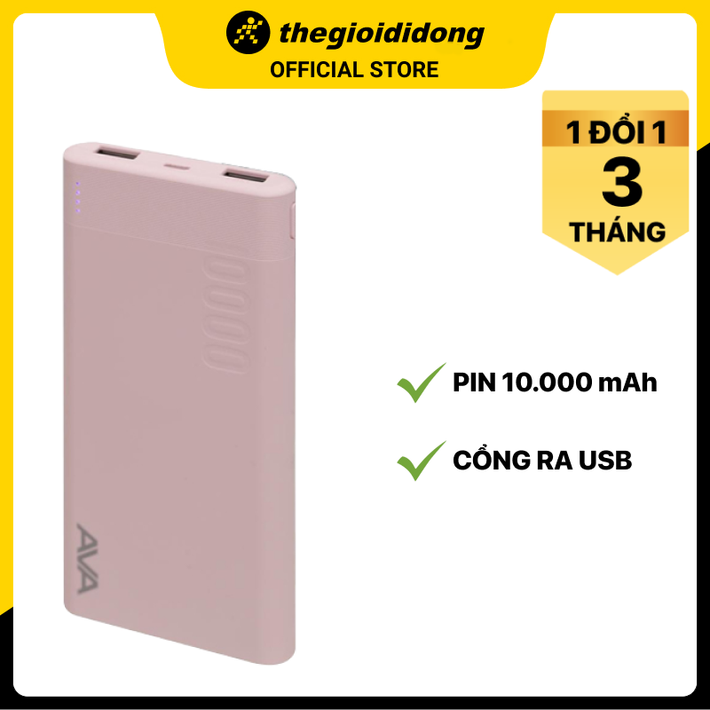 Pin sạc dự phòng Polymer 10.000 mAh AVA PJ JP207 - Hàng chính hãng