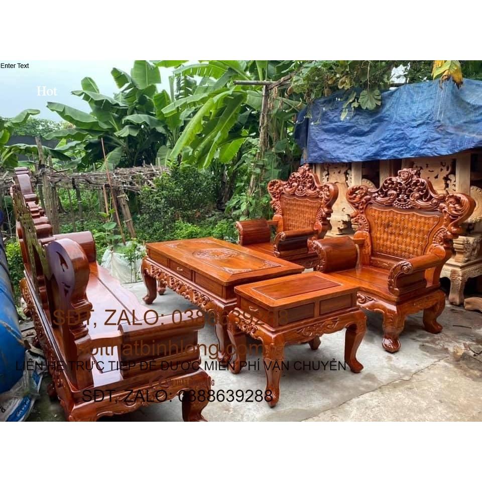 Bàn Ghế Luois Hoàng Gia gỗ Xà Cừ Đỏ