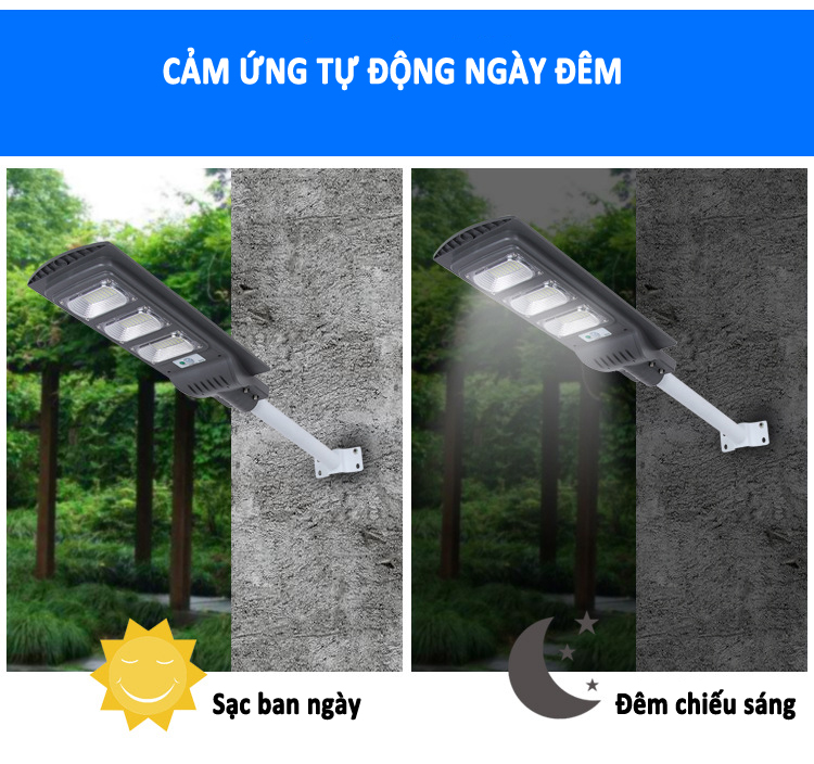 Đèn LED năng lượng mặt trời liền thể 90W (cảm biến ánh sáng -  Outdoor Lighting Sensor Led Solar Light )