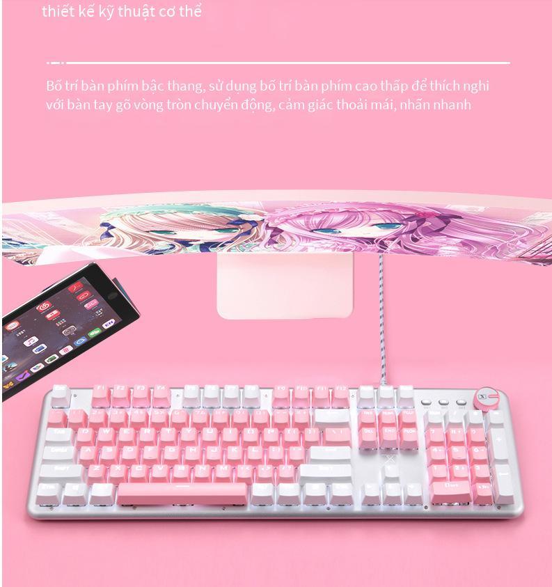 Bàn phím cơ chính tả đôi màu trắng xanh Xinmeng 913 đầy đủ phím không bấm lỗ bàn phím cơ trục đặc biệt cao đa chức năng
