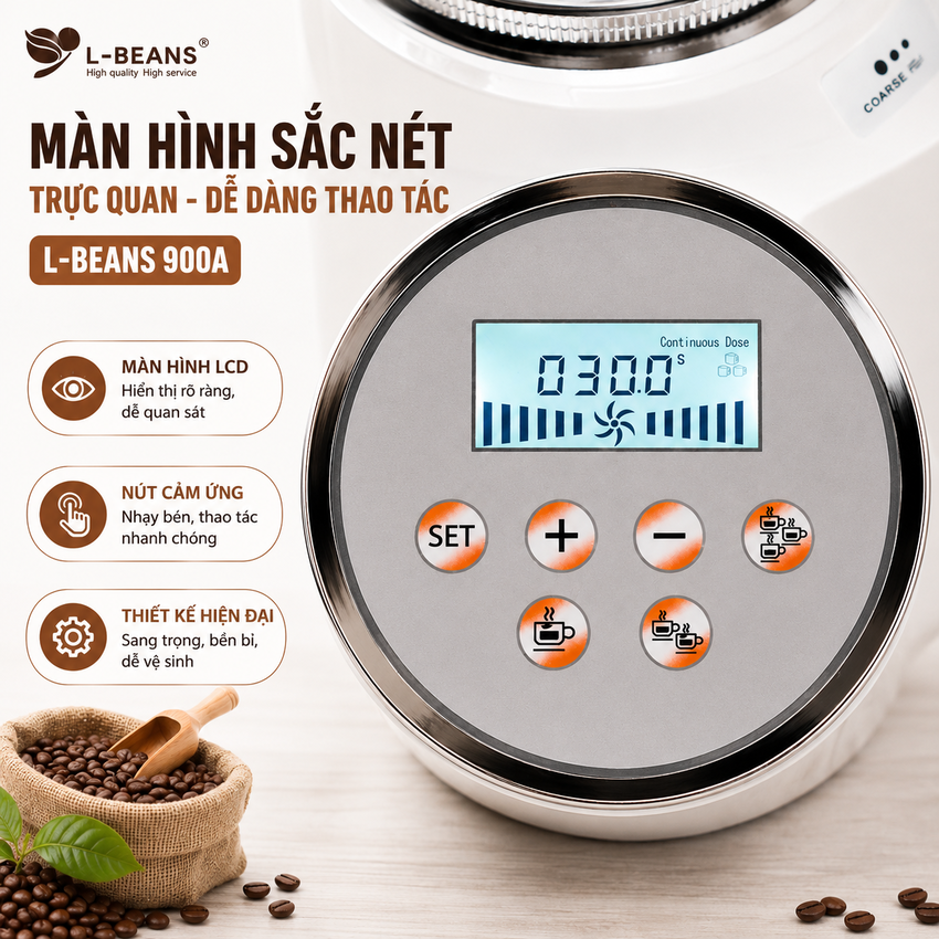 Máy xay hạt cà phê chuyên nghiệp dùng cho quán cà phê L-Beans 900A - Công suất 350W -Hàng Chính Hãng