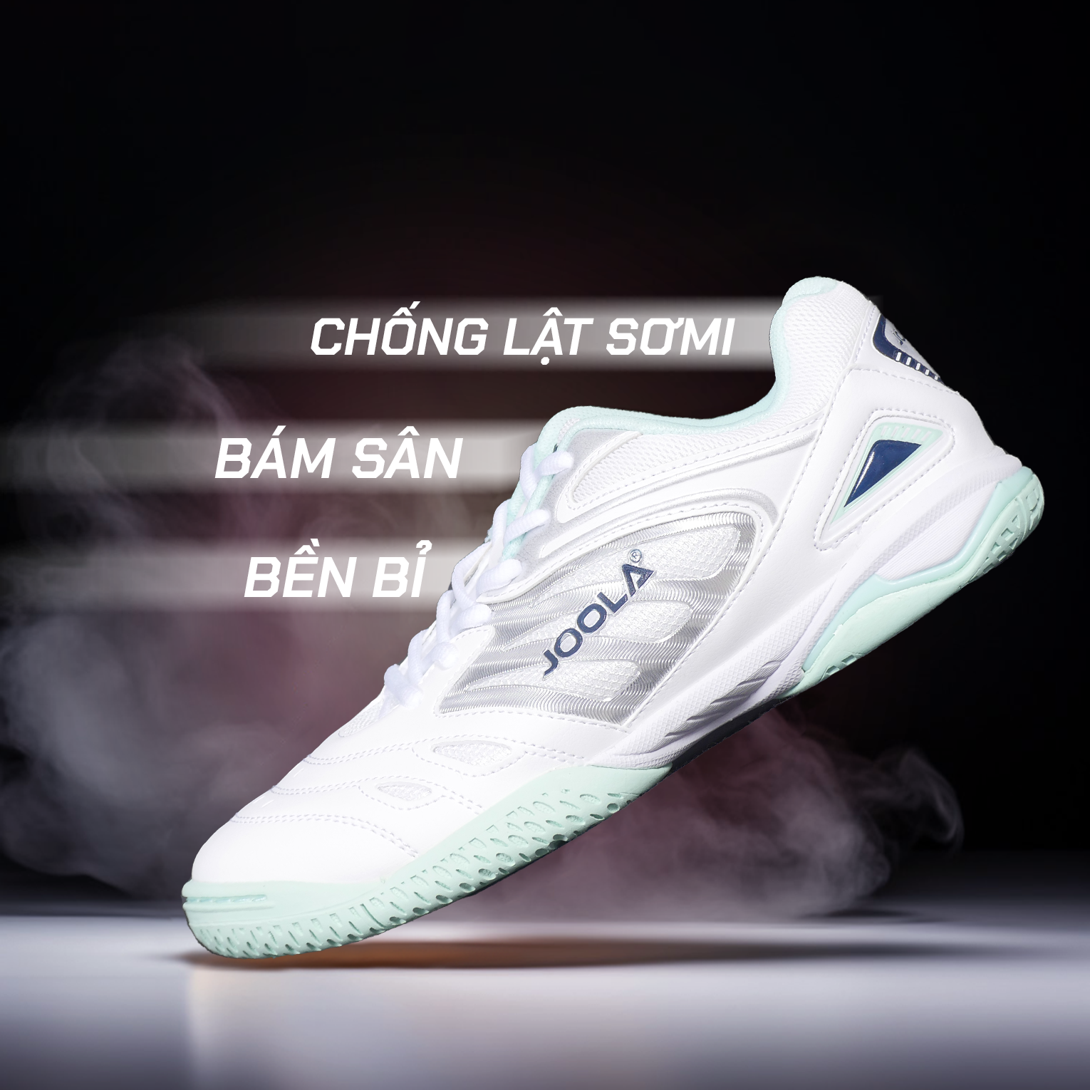 Giày Thể Thao Bóng Bàn Cao Cấp 2102 - Trắng Xanh Lá - Đế Siêu Bám - Trọng Lượng Giày Nhẹ - Thương Hiệu Đến Từ Đức