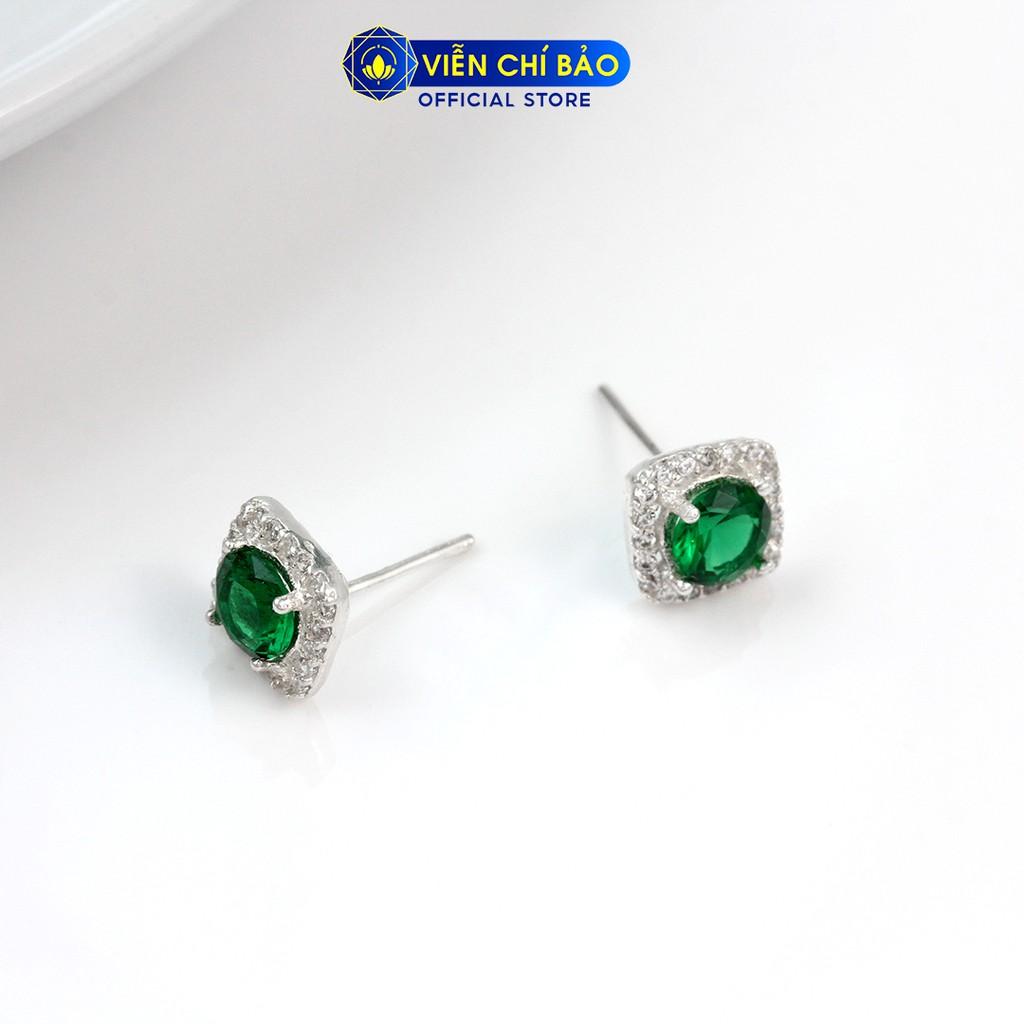 Bông tai bạc nữ vuông nhiều màu chất liệu bạc 925 thời trang phụ kiện trang sức nữ Viễn Chí Bảo B400023