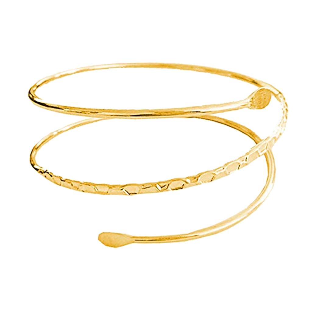 2Pcs Minimalist Metal Swirl Coil Upper Arm Cuff Womens Open Armband Bangle