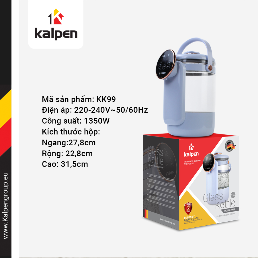 Bình Thủy Điện Điều Chỉnh Nhiệt Độ Kalpen KK99 2.5L HÀNG CHÍNH HÃNG