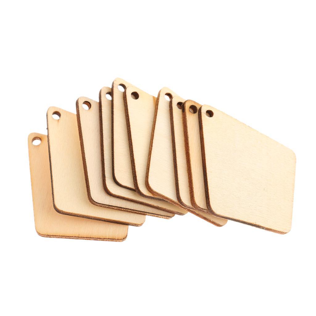20Pcs Unfinished Wood Geometric Shapes Hanging Tags Cutouts Decoration Craft