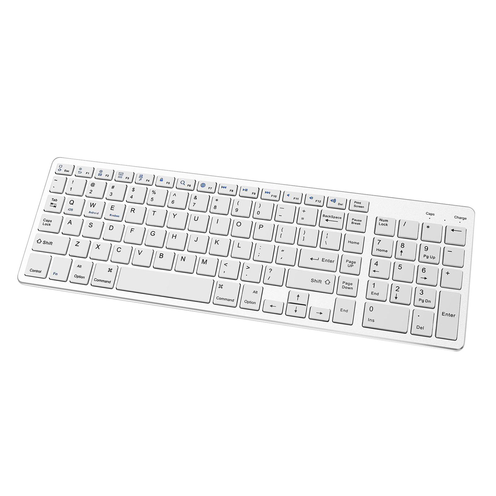 Compact Bluetooth Wireless Keyboard Slim Flat Quiet 90% Less Noise with Numeric Keypad for Windows iOS Android Mobile Phones PC Desktop Notebook