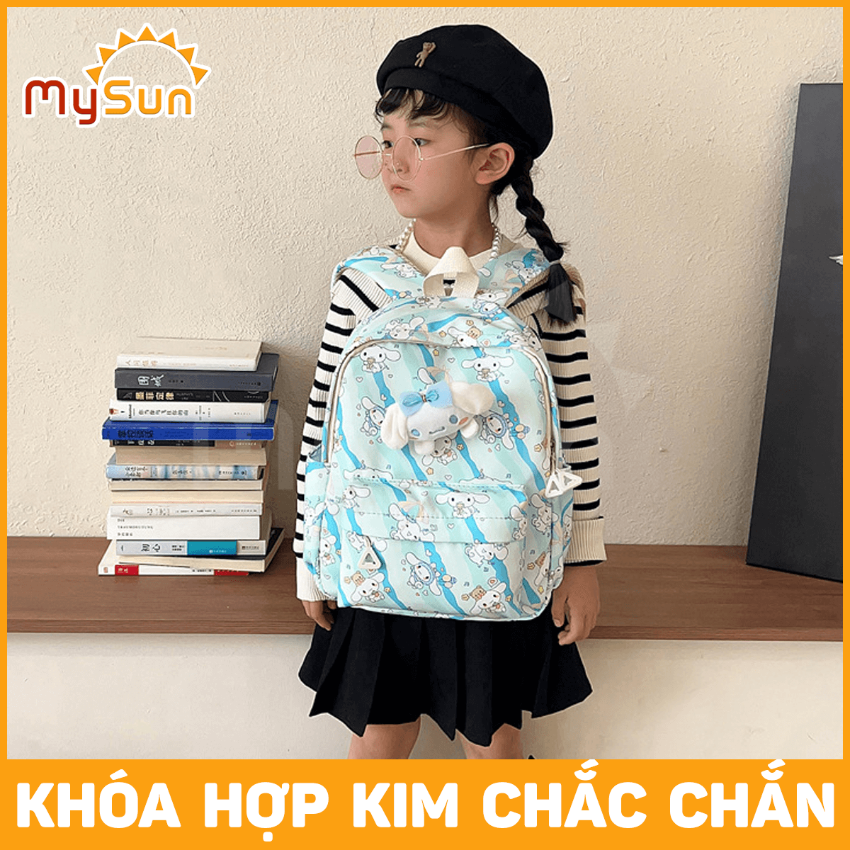 Balo cặp Hello Kitty Kuromi cho bé gái mẫu giáo học sinh cấp 1 tiểu học lớp 1 2 3 cute dễ thương MySun