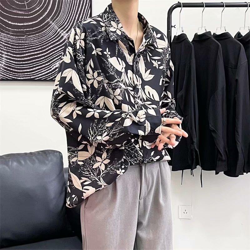 Áo sơ mi nam dài tay in 3d thời trang hàn quốc 2021. Áo sơ mi hoa. Kích thước M-2XL