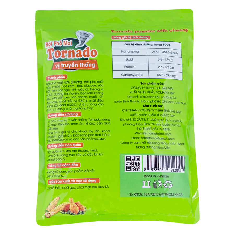 Bột Phô Mai Tornado Vị Cay Gói (1kg / Gói)