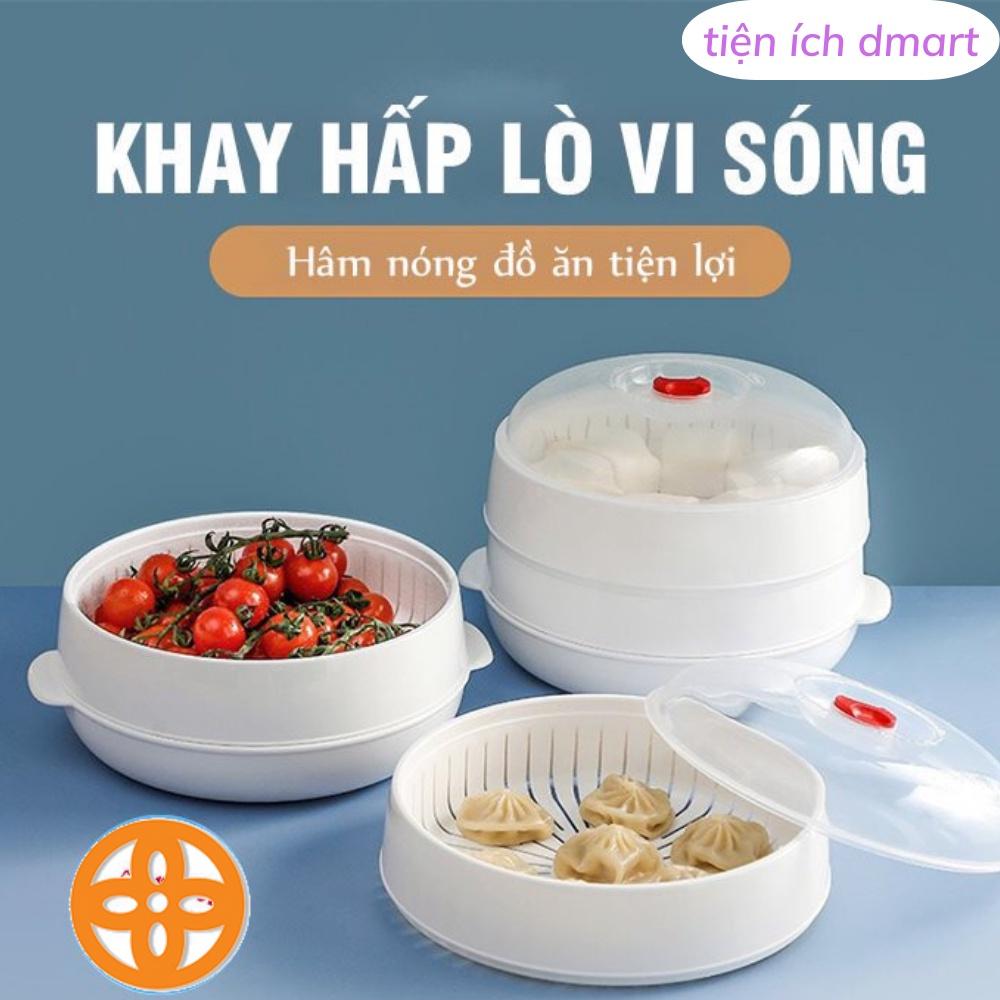 khay nhựa hấp lò vi sóng 2 tầng nhựa Việt Nhật chịu nhiệt tốt xửng hấp bánh 5625