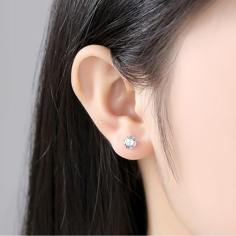 Bông Tai Bạc 925 Nụ Đá Size 5mm Đẹp Dành Cho Bạn Gái