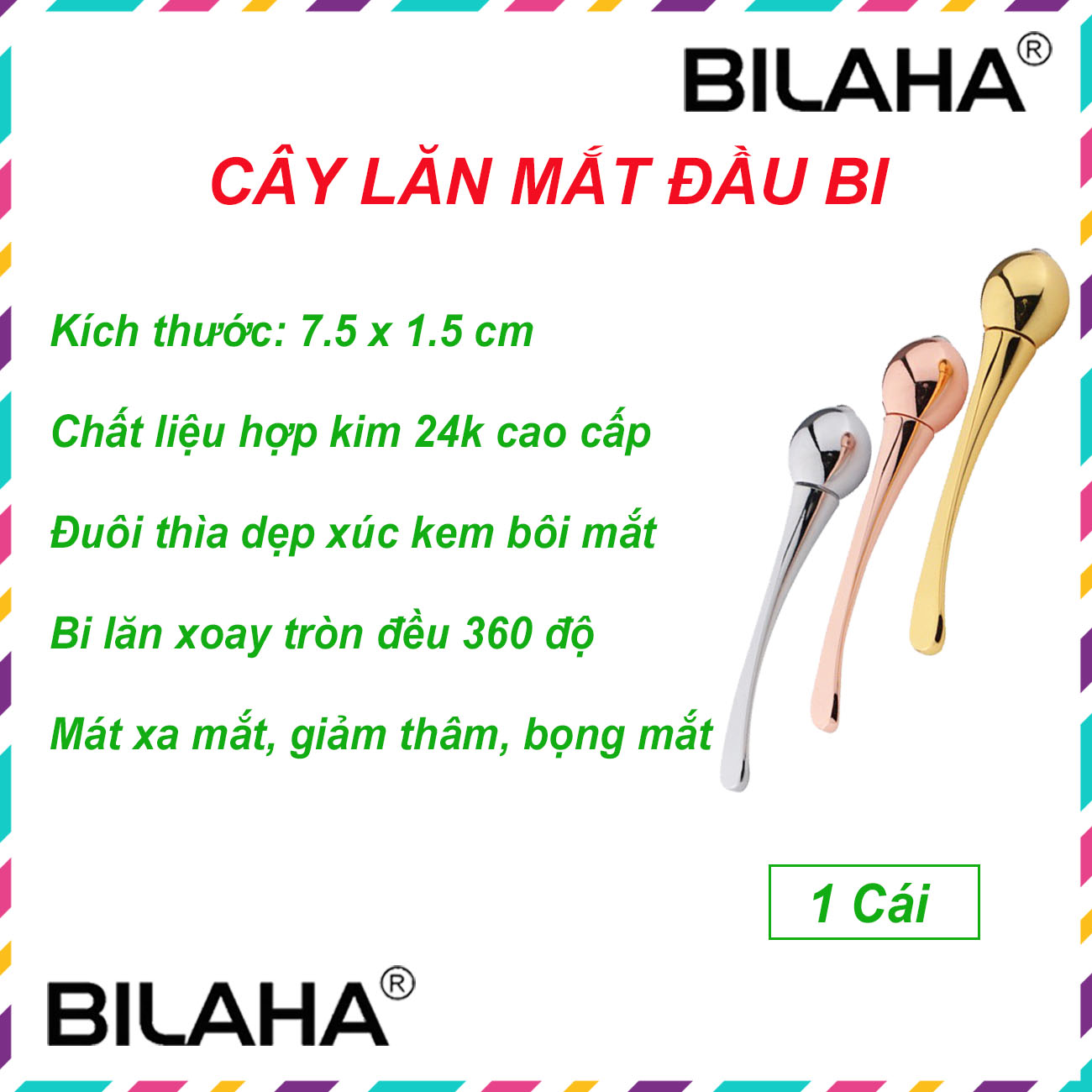 Dụng Cụ Massage Bi Lăn Mắt Mini Chữ I Chống Thâm Quầng - MASA1032