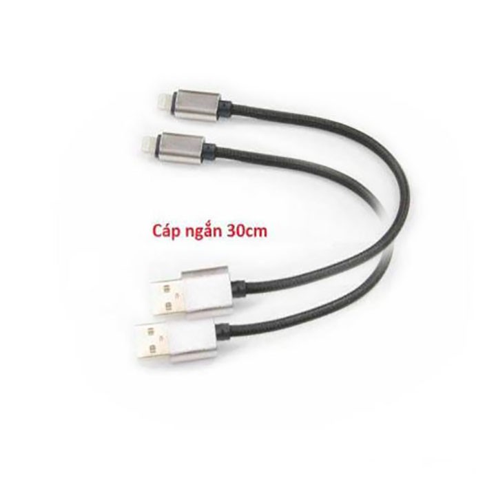 Cáp Sạc Dây Dù Ngắn 30Cm Cổng IP Tiện Lợi