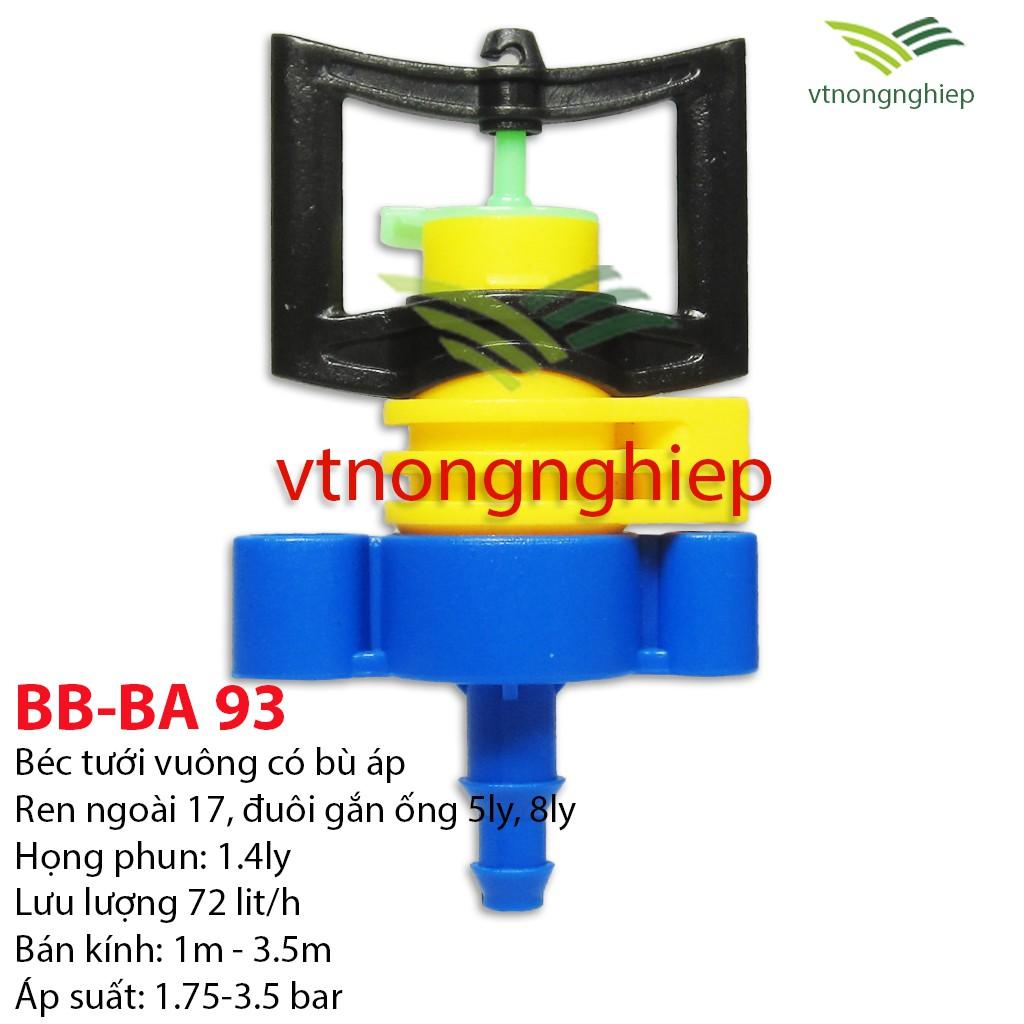 10 Béc tưới phun mưa bù áp BB-BA-93, lưu lượng 72(lit/h), béc tưới cây, chuyên tưới gốc cây ăn trái - vtnongnghiep