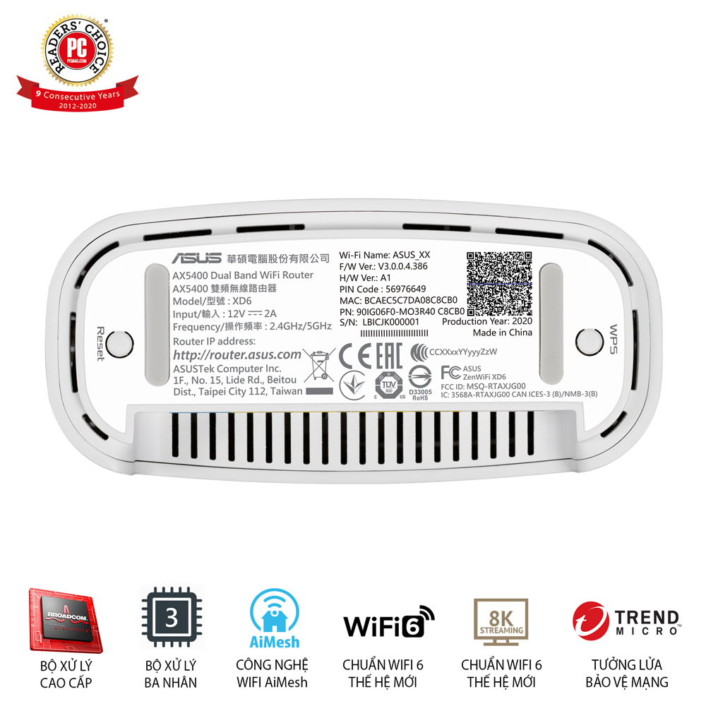 Hệ Thống MESH WI-FI 6 ASUS XD6 ZenWiFi AX5400- Hàng Chính Hãng