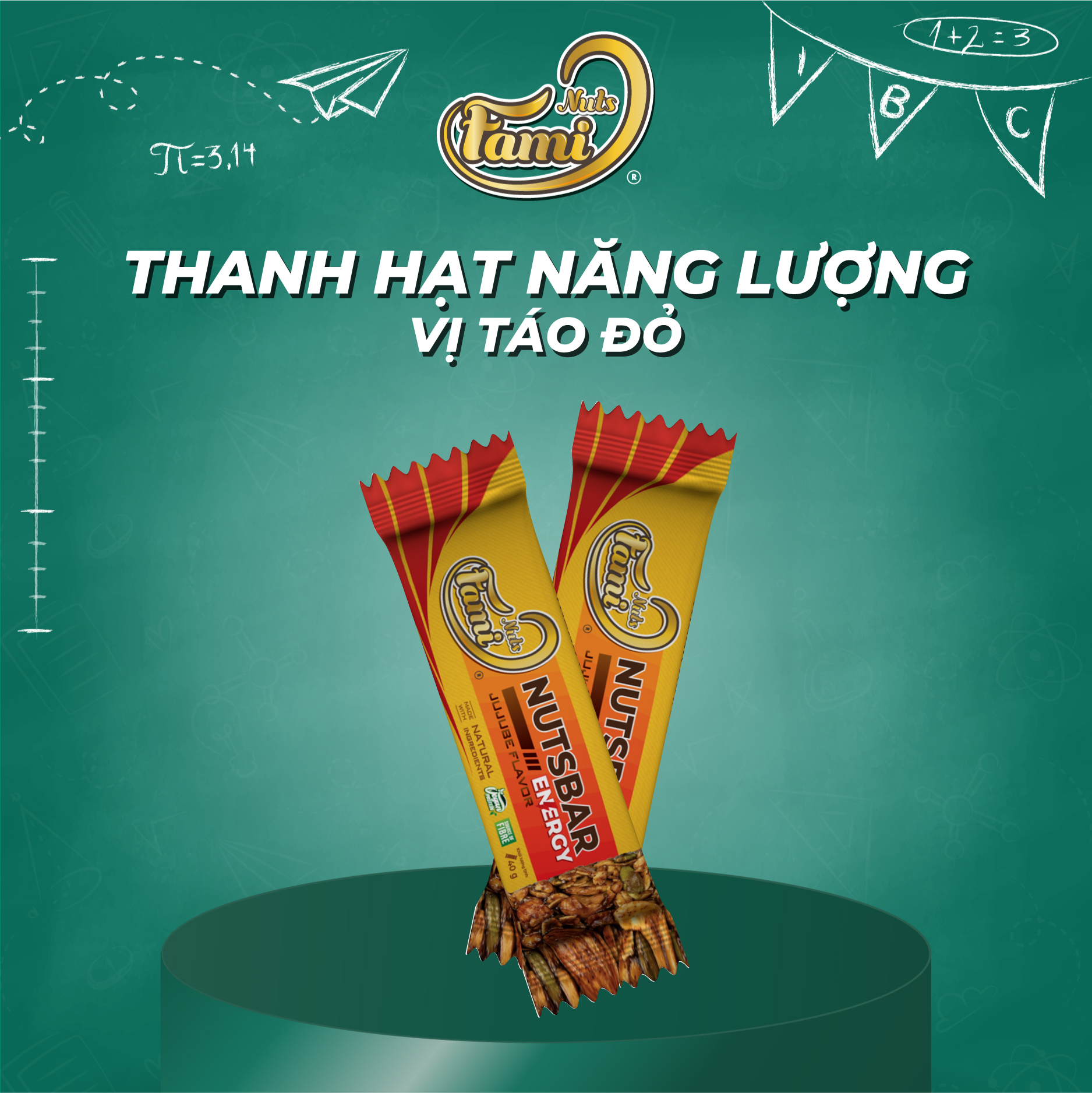 Thanh Hạt Năng Lượng FAMINUTS Nutsbar Energy 40g (Vị Táo Đỏ, Mật Ong, Cacao, Cà Phê) - Thực Phẩm Tiếp Năng Lượng Lành Mạnh