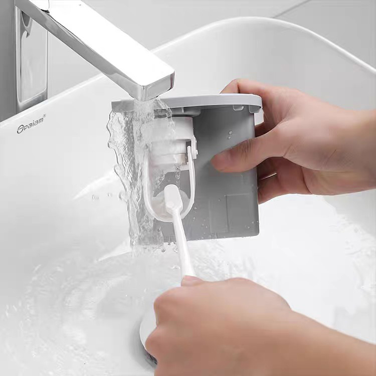 Bộ Nhả Kem Đánh Răng Tự Động, Kệ Để Cốc và Bàn Chải Phòng Tắm Dán Tường Cao Cấp