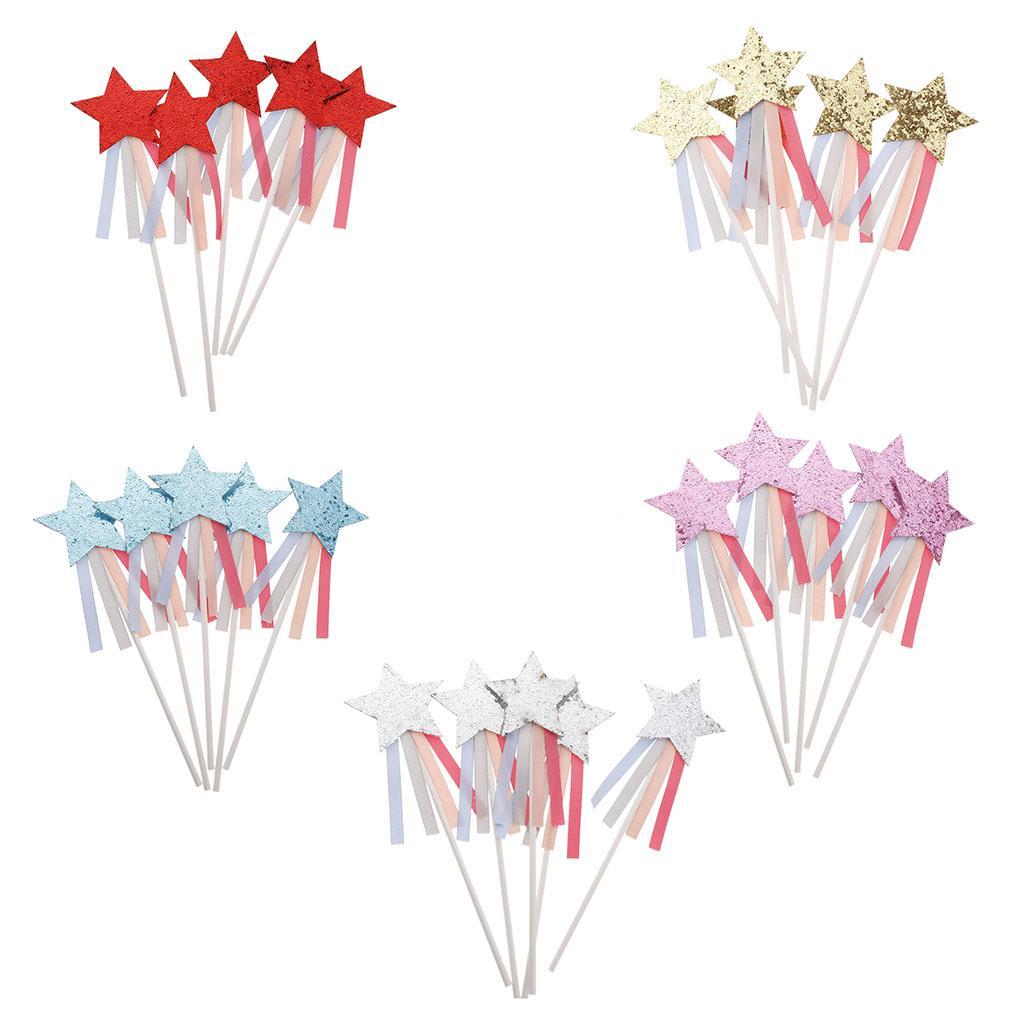 5 Pieces Star Cake Toppers Birthday Wedding Cake Decor Party Suply