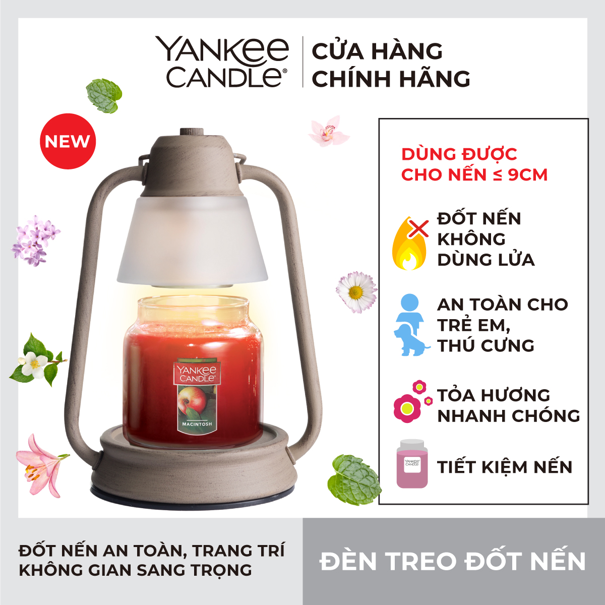 Đèn treo đốt nến Beacon - Vintage Taupe