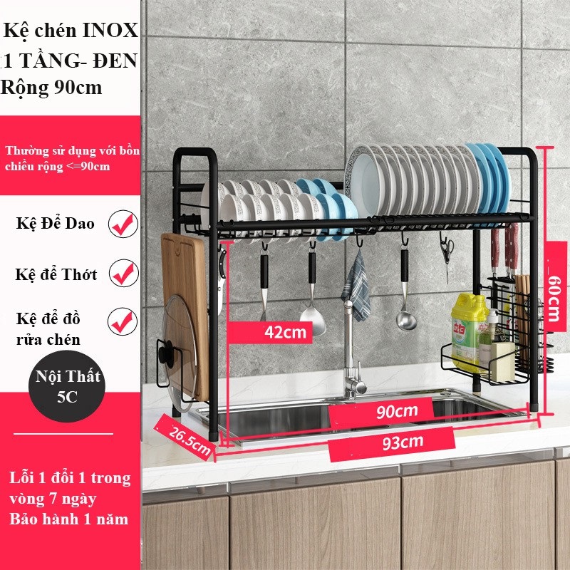 Kệ chén có nắp đậy đa năng 2 tầng chất liệu thép carbon, Tủ nhà bếp thông minh chống bụi tiết kiệm không gian