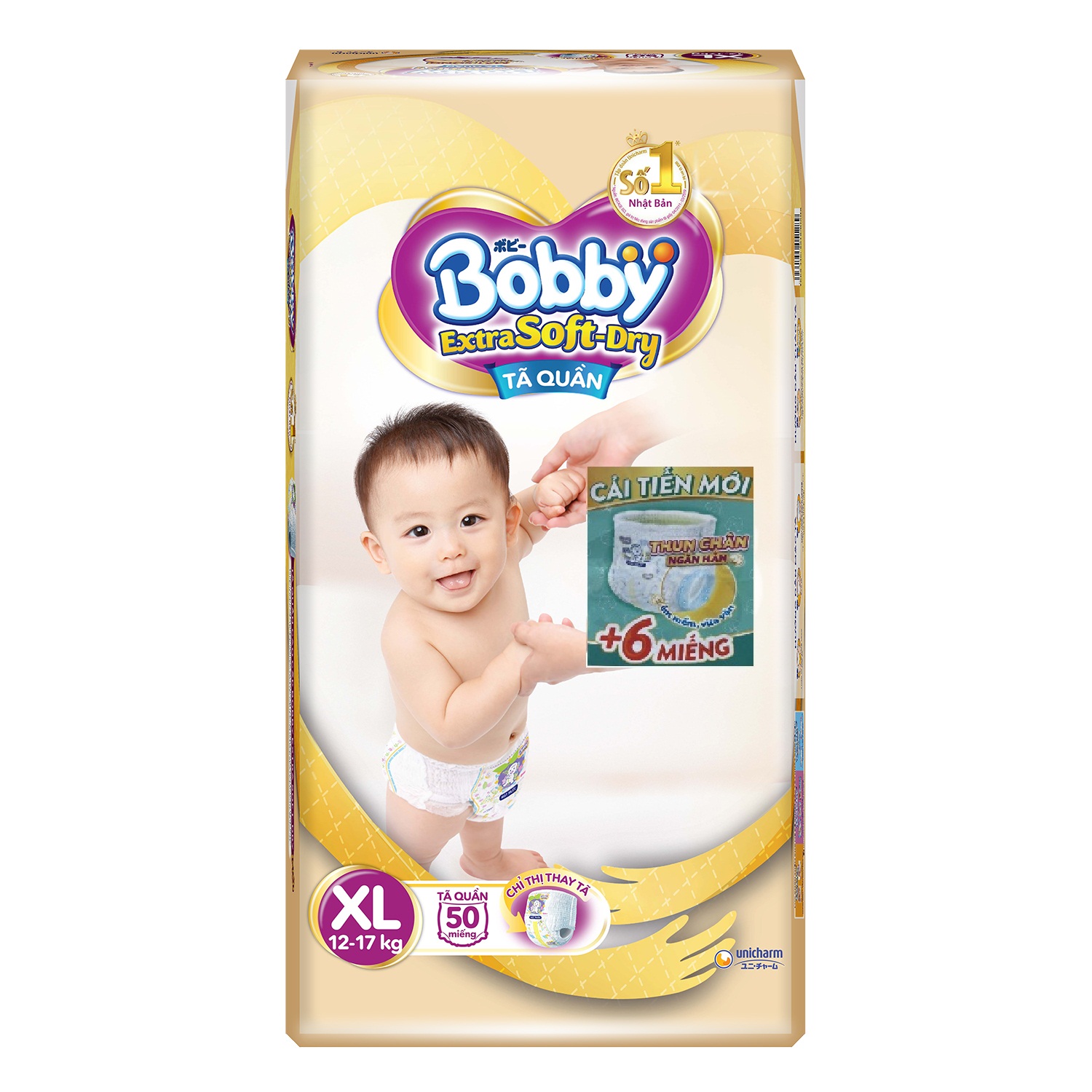 BOBBY TẢ QUẦN CAO CẤP EXTRA SOFT DRY XL50 (TẶNG 6 MIẾNG CÙNG SIZE TRONG GÓI)